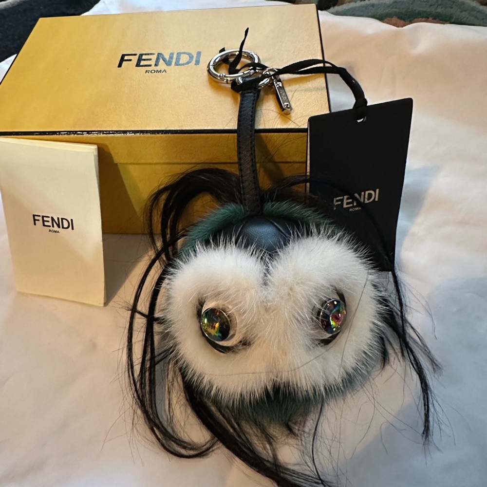 Fendi Black and White Fur Bag Charm